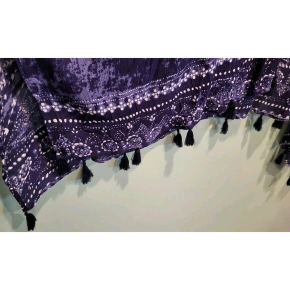 New Blue Boho Open Kimono Topper Tassels Altar'd State Sz M/L - Picture 4 of 8